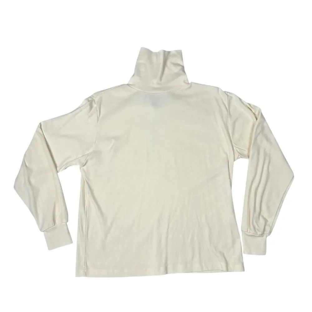 Vintage Crystal Kobe Womens XL Turtleneck Sweater Shirt Cream Pullover 90s